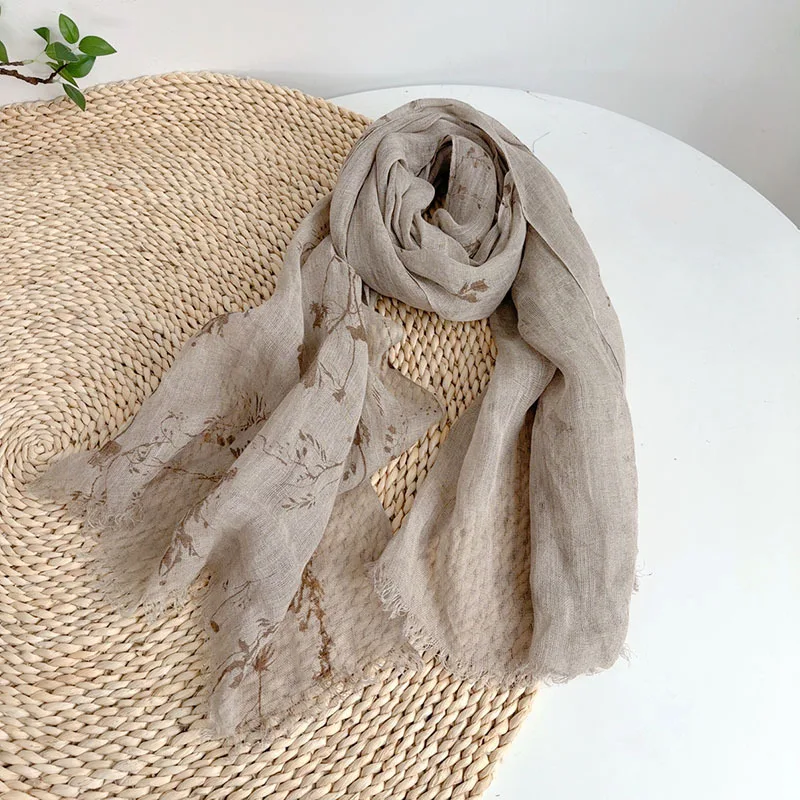 

Scarf Women Summer Linen Long Breathable Sun Protection Neck Wrap Shawl Accessory For Beach Spring Autumn Luxury