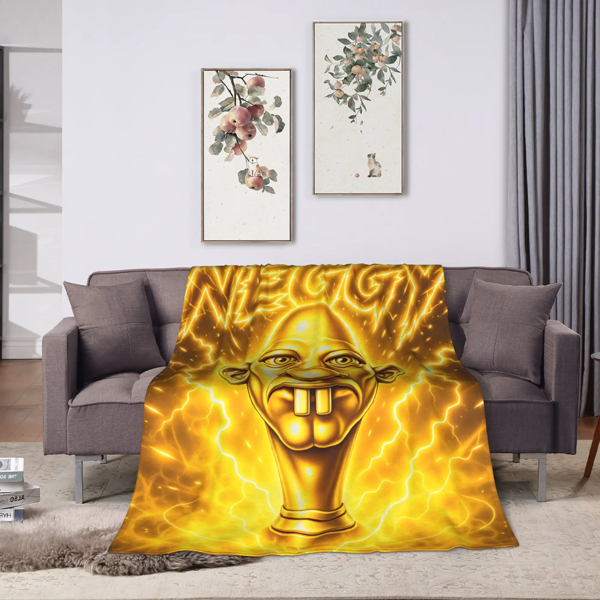 Neegy Golden Manny Blankets  Warm Soft Graphic Plush Throw Blanket For Home Decor Travel Office Flannel Bedspread Bed Cover