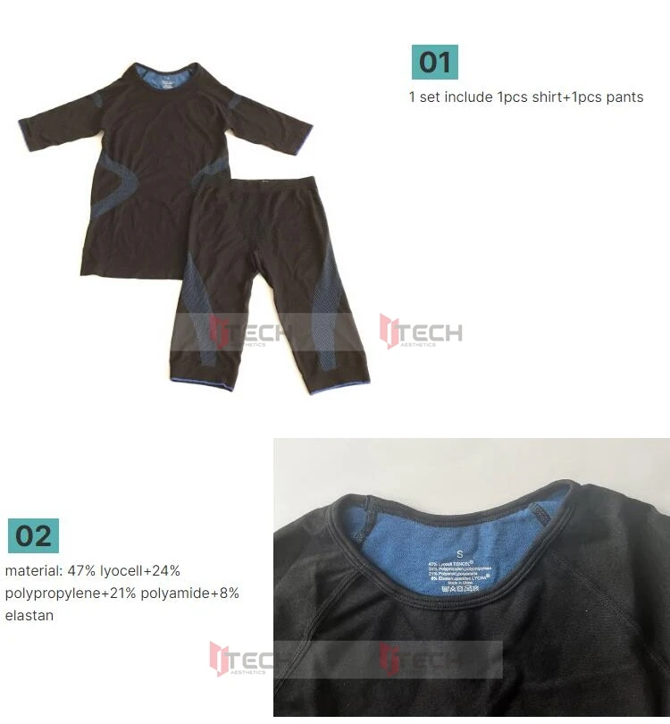 بدلة تدريب EMS زرقاء ملابس داخلية من مادة البولي بروبيلين والبولي أميد والإيلاستان ems بدلة تدريب سترة EMS طبقة قاعدة الملابس الداخلية #2