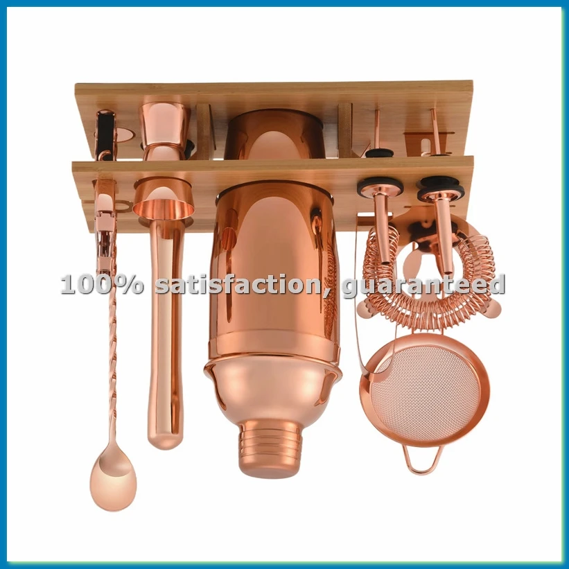 

Набор для приготовления коктейлей из 11 предметов, 750 мл, из блестящей нержавеющей стали, британский стиль, цвет розовое золото - ABLM