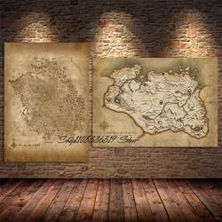 Skyrim Anthology Map Arena Anthology Game Map Morrowind Anth Art Poster Canvas Painting Wall Print Picture for Room Home Decor