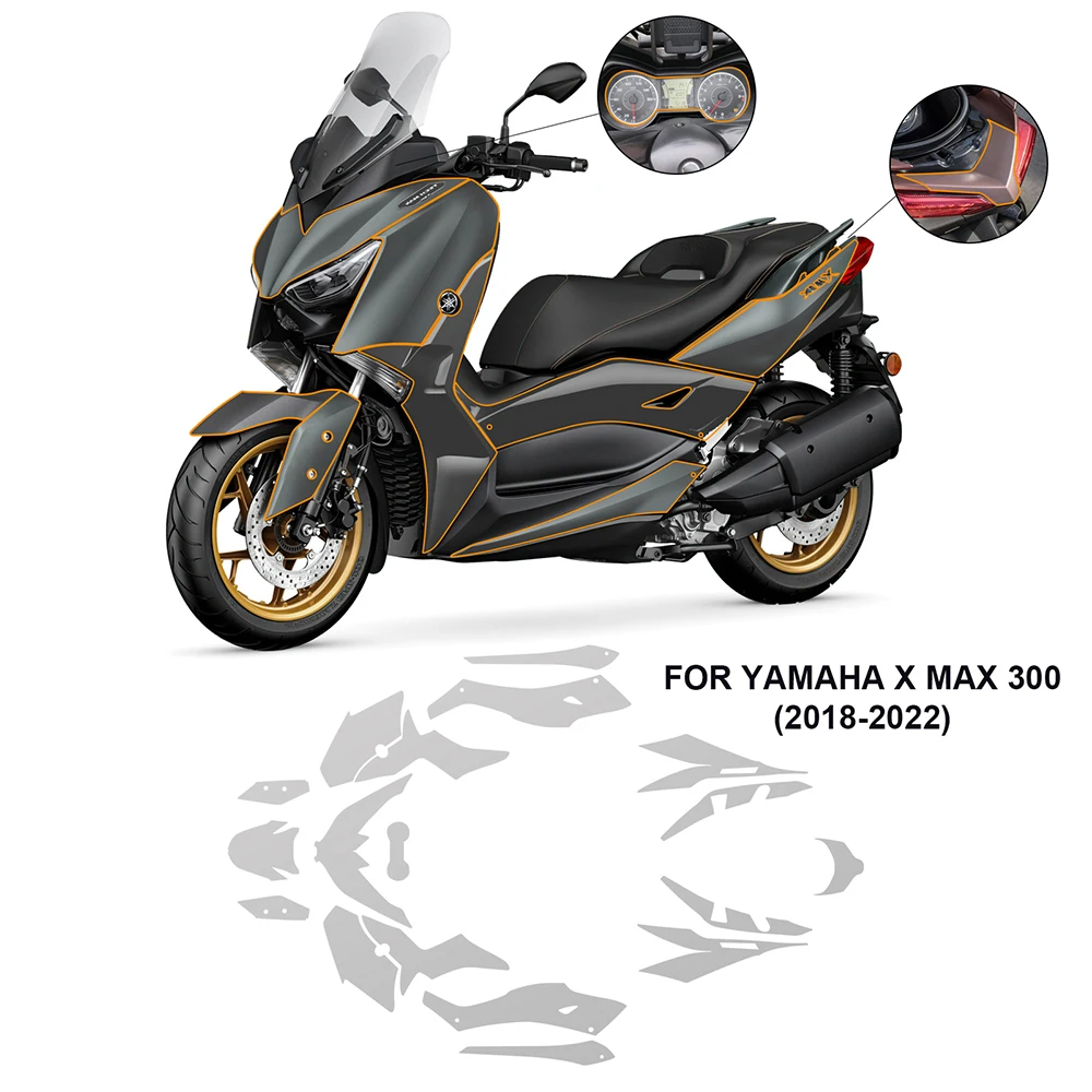 

For Yamaha X MAX 300 2018-2022 Motorcycle Fairing Protective Film TPU Paint Protection PPF Anti-scratch MAX 300 Invisible Set