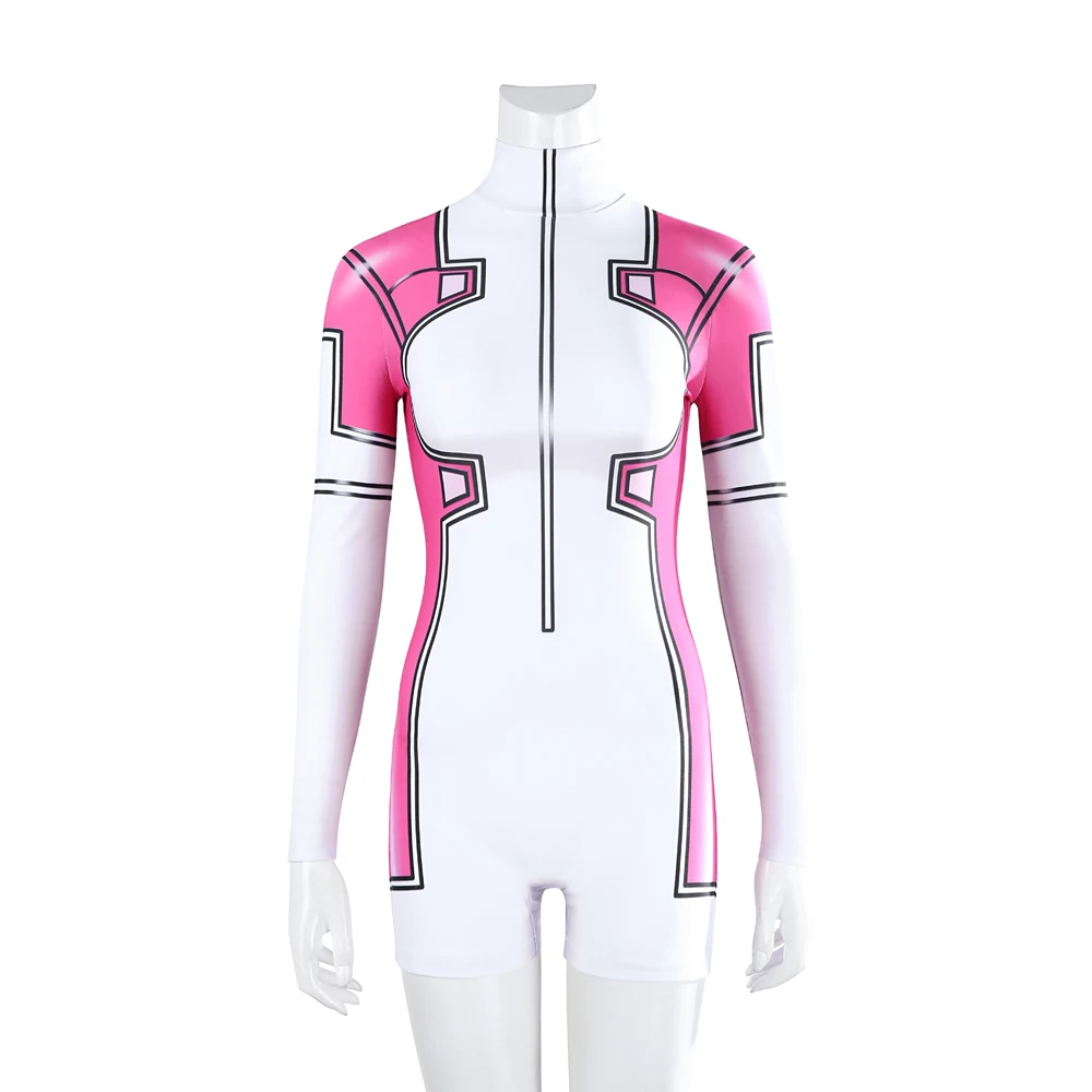Sexy Gwenpool Gwen Poole Cosplay Fort Pink Ghost Costume High Quality Leather Jumpsuit Shoes Props Mask Set Party Woman