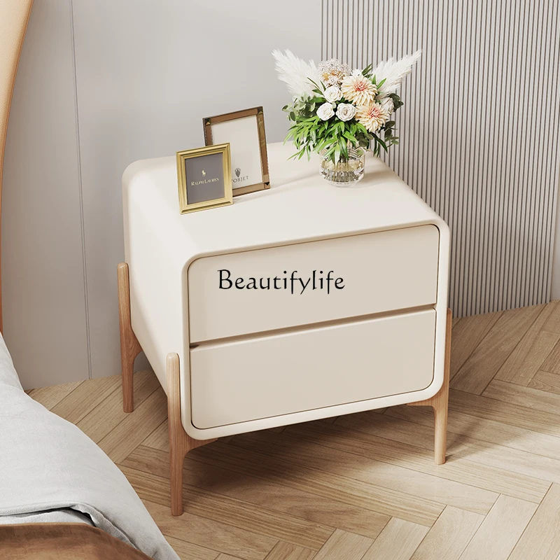 Simple Modern Small Cabinet Solid Wood Installation-Free Small Bedside Storage Cabinet