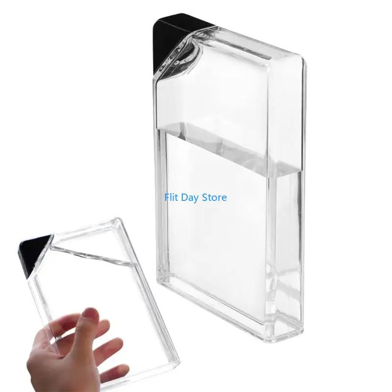 F92C Flat Water Bottle Thin Stylish Drinking Bottle Juice Container Cups Leak Proof Reusable Clear Cups for Outdoor Sports