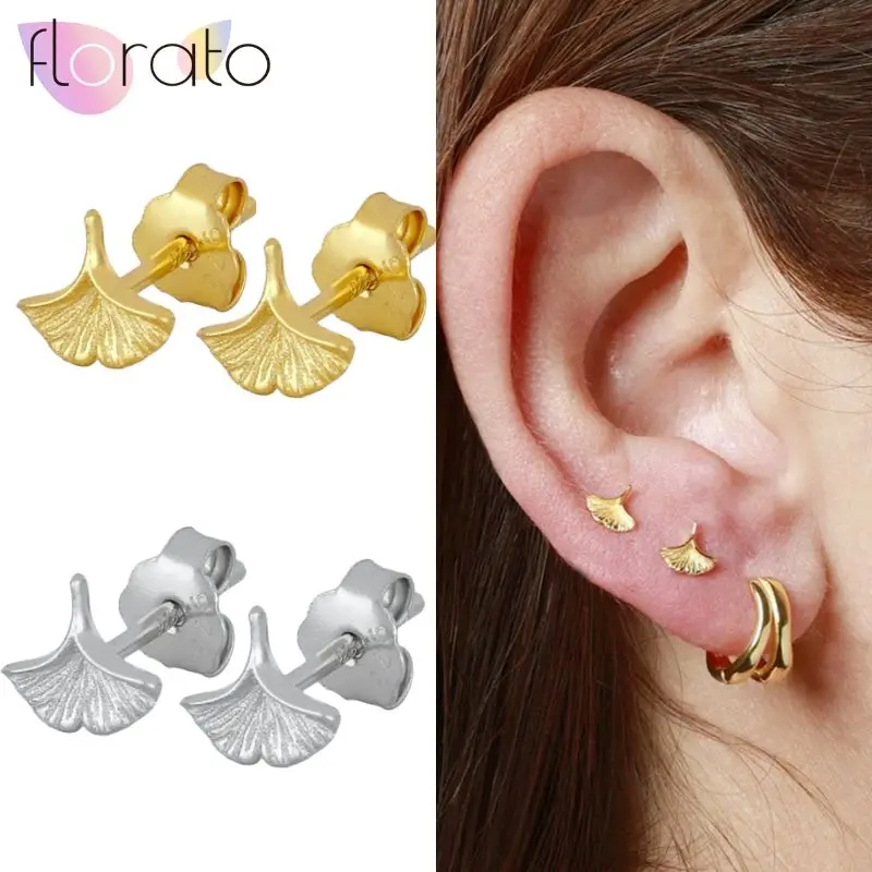 

925 Sterling Silver Ear Needle Fashionable Ginkgo Leaf Earrings Women's Fresh and Personalized Literary Earrings Jewelry Gift