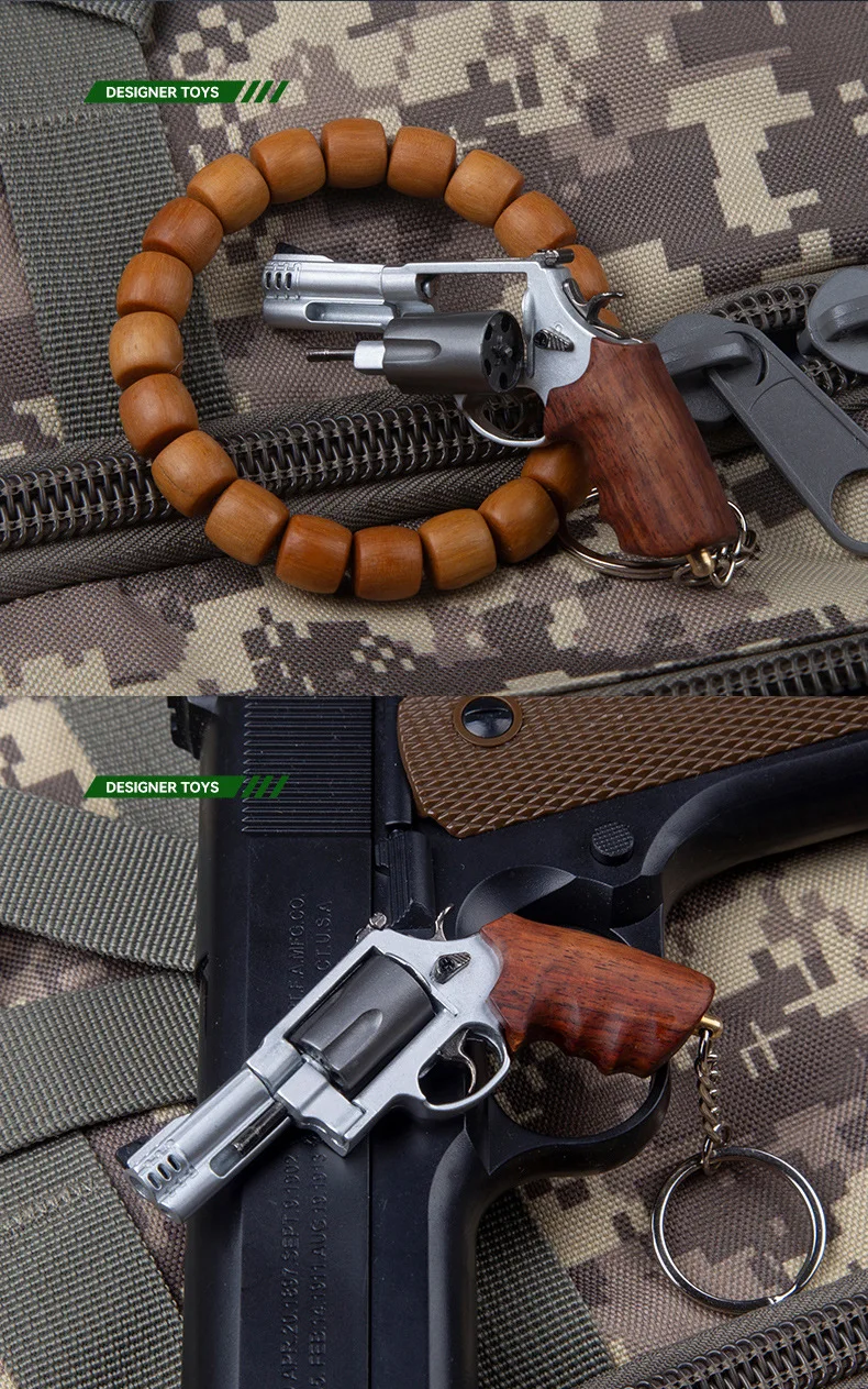 Mini pistolet modèle M500, échelle 1:3, petit Revolver en alliage détachable, poignée en bois véritable, jouet d'assemblage, porte-clés, Collection de cadeaux pour hommes