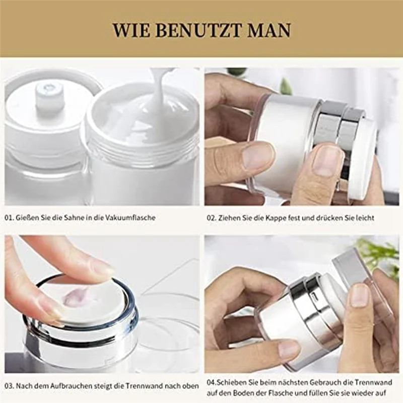 3 Pcs Empty Acrylic Makeup Cosmetic Jar Portable Cream Jar 50Ml/50G, Containers With Press Pump HOT!