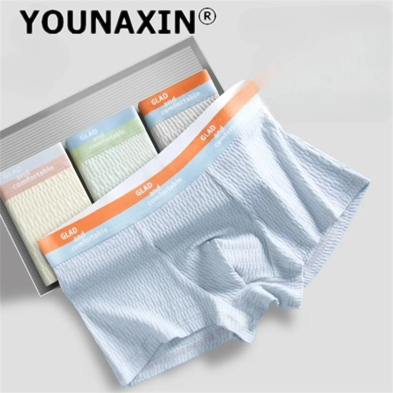

YOUNAXIN 4 Pcs Men's Big Size Underwear Cotton Boxer Briefs Breathable Large Shorts Boy Sports Sexy Unides L XL 2XL 3XL 4XL 5XL