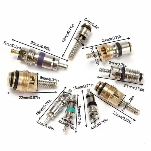 Imagen 2 del producto 134 Uds. Surtido de núcleos de válvula de aire acondicionado de coche A/C AC, núcleo de válvula Shrader y herramienta R134 R12, Kit de válvulas HVAC, accesorios para automóviles