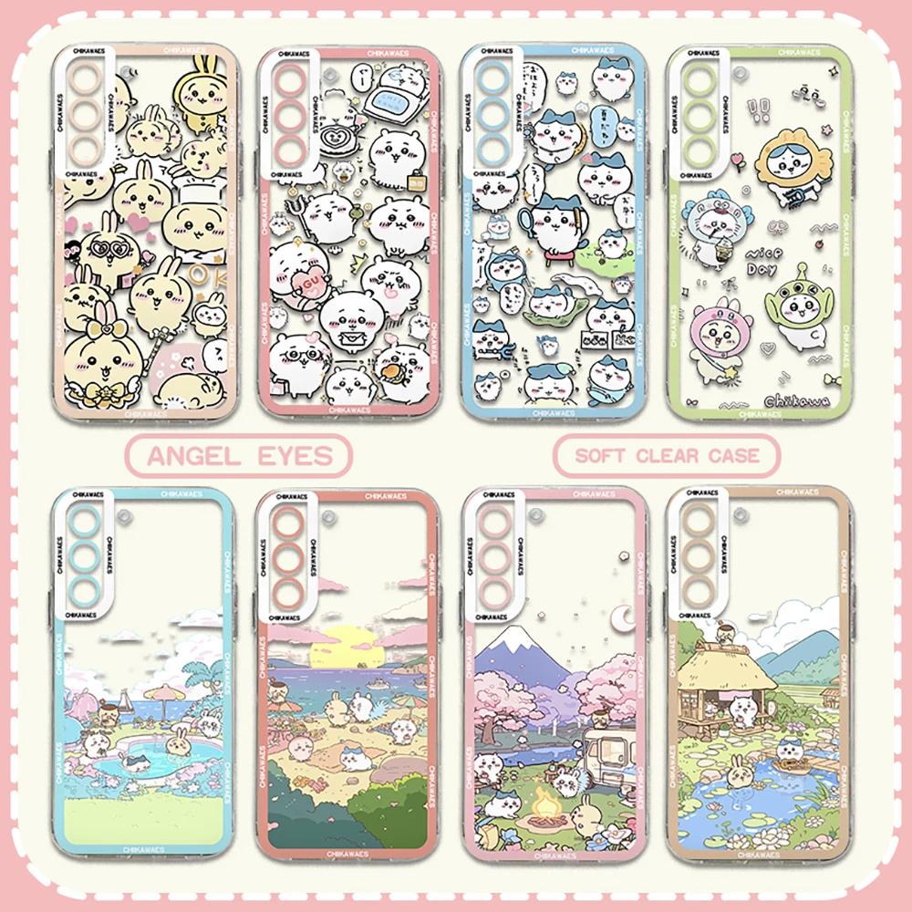 Japan comics Cute Chiikawas Phone Case For Samsung S24 S23 S22 S21 S20 S10 FE Note20 Note10 Plus Ultra Lite 5G Clear Soft Cover