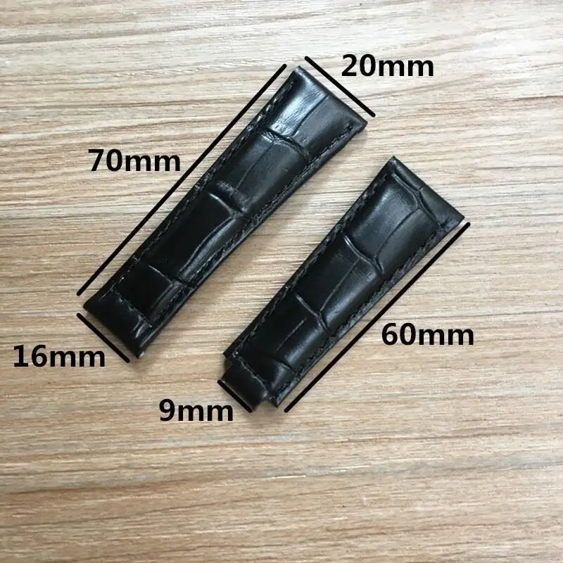 TINTAG 20mm Balck Brown Genuine Leather Watchband For Role X Submariner GMT Explorer Oyster Perpetual Deployment Clasp