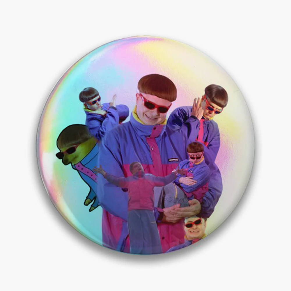 Oliver Tree Pin Holographic Star Heart Pin Brooches Laminated Button Fashion Accessory