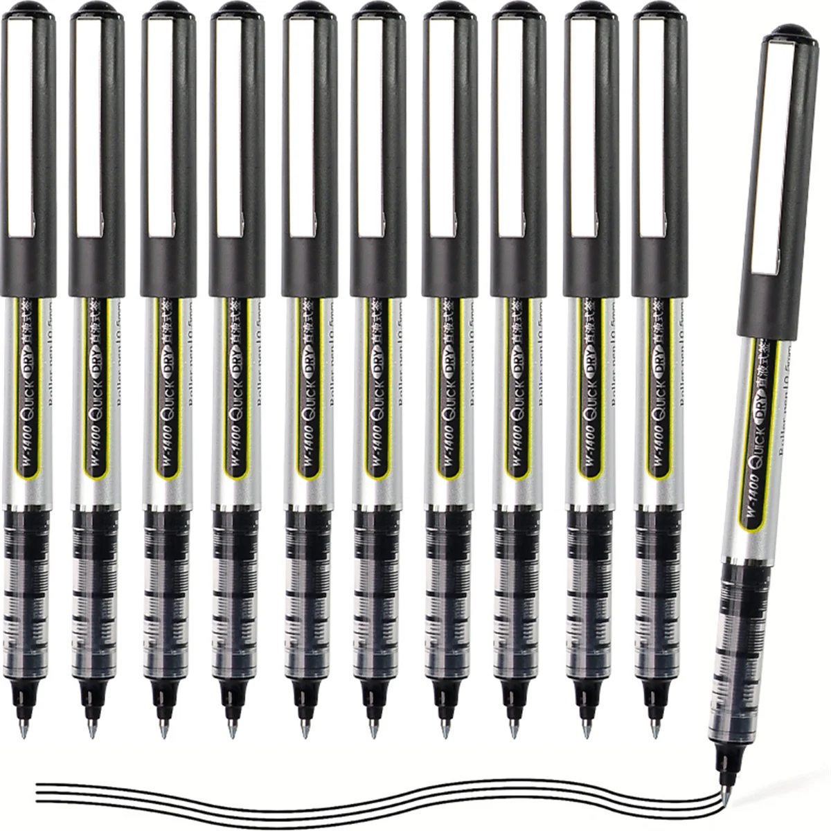 

WQN-3/6/12 Roller Ink Pen 0.5mm Quick-Drying Liquid Ink Stick With a Round Blue-Red Black Gel Pen For Writing Notes For Adults