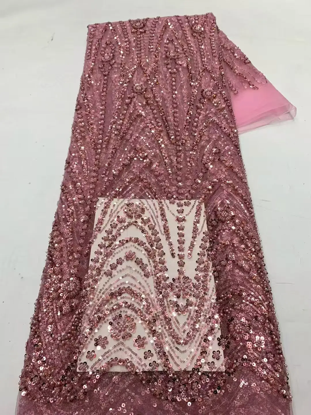 

African Lace Fabric 2025 French 3D Flower Nigerian Sequins Embroidery Beads Tulle 5 Yards High Quality for Party Dress