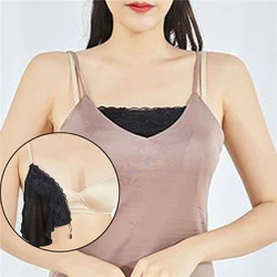 Women Lace Cleavage Cover Up Mock Camisole Bra Underwears Strapless Insert Wrapped Chest Invisible Clip-On Adjustable Tube Top