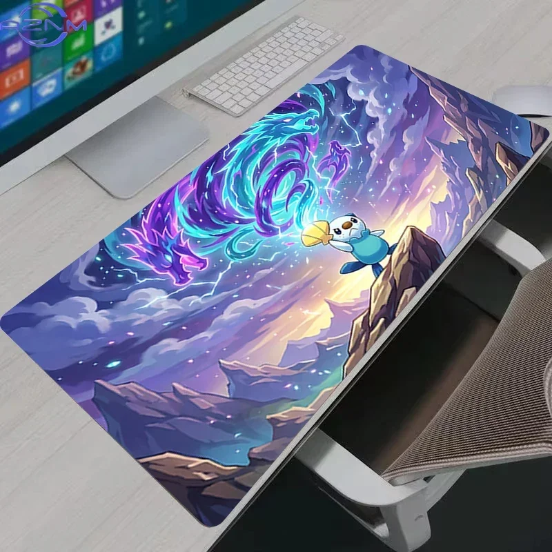 Cute Blue White Creature Forest Stream Water Lily Floral Scenery Rubber Mouse Pad Non Slip Anime Gaming Desk Mat for Keyboard