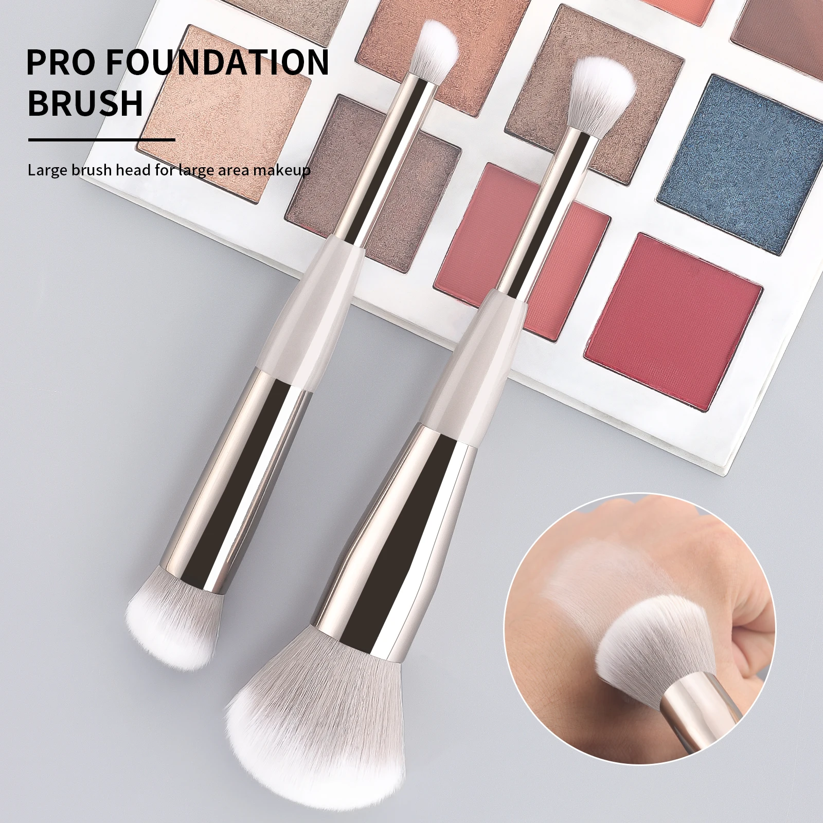 2 uds cara doble cabeza maquillaje ajuste base contorno cara contorno cepillo polvo alto brillo colorete Mini portátil Mak