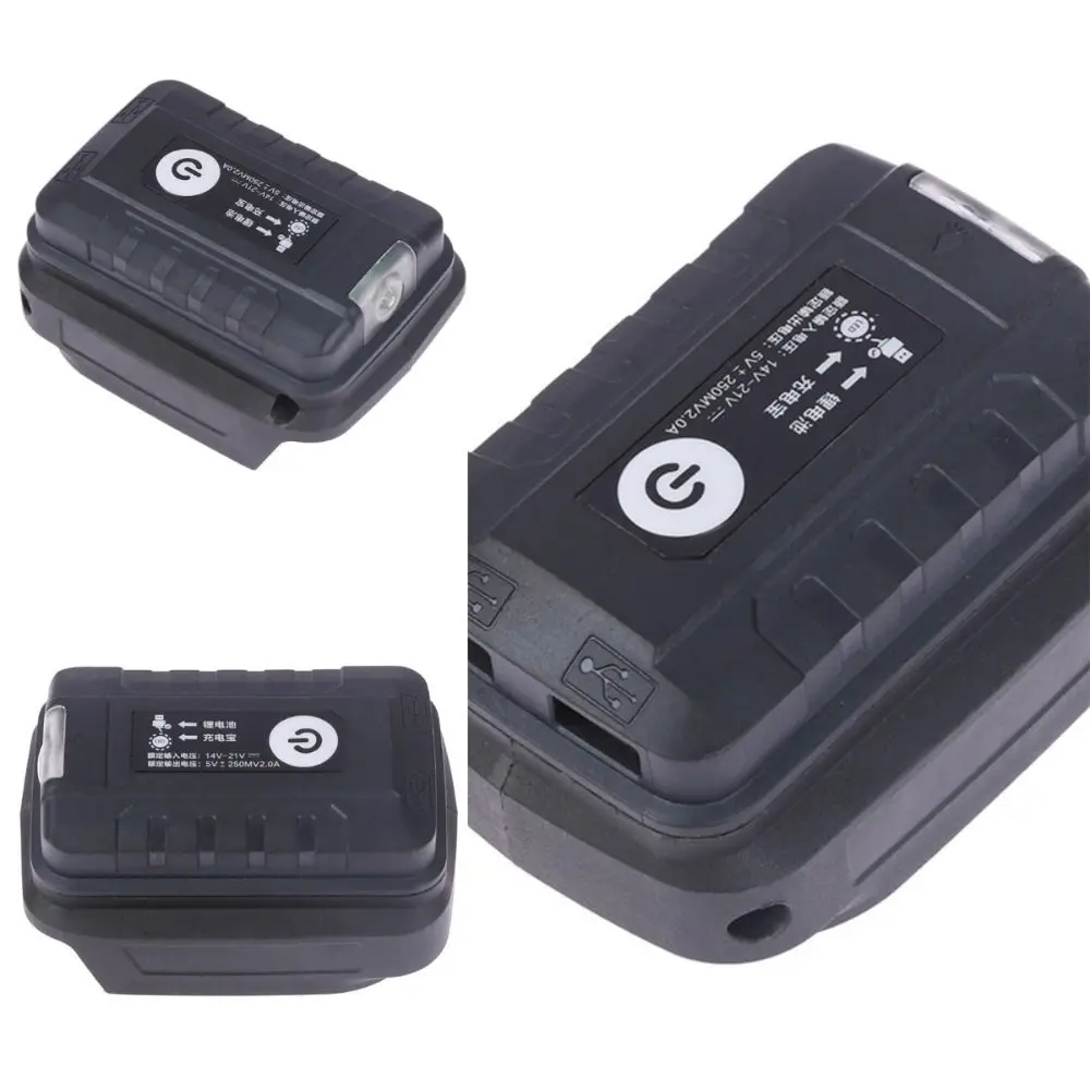 

With LED Working Light Lithium Battery To Power Bank Converter With Switch 5V Output Mobile Phone Charger Black Dual USB Outport
