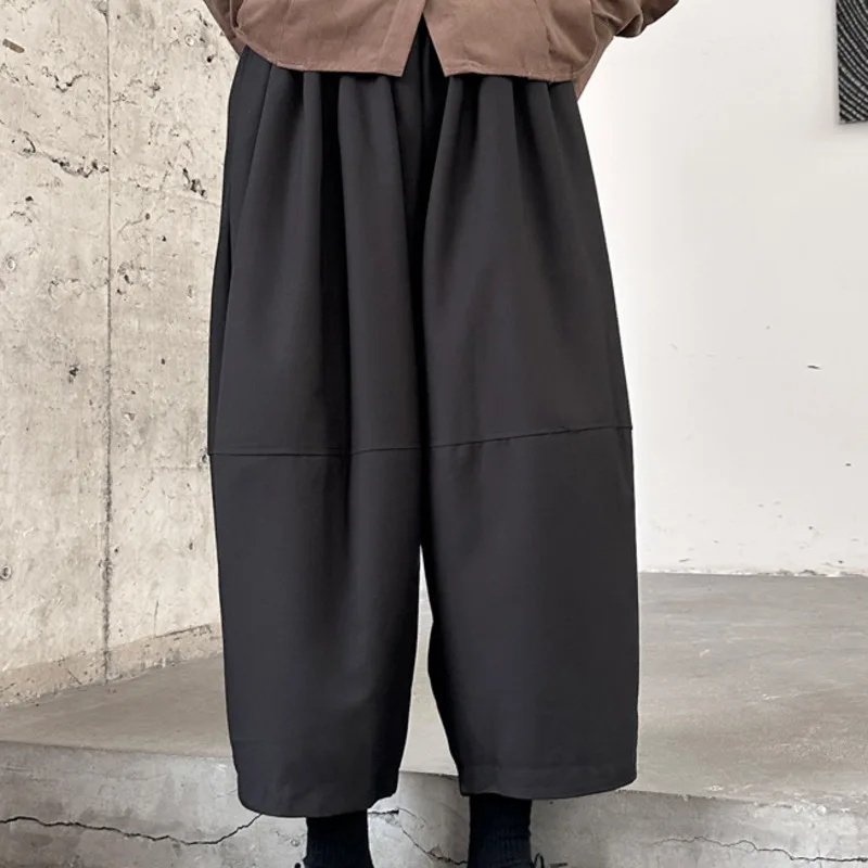 HKSH printemps automne nouvelles femmes sarouel décontracté couleur unie taille élastique plissée polyvalent élégant mode Streetwear HK17546