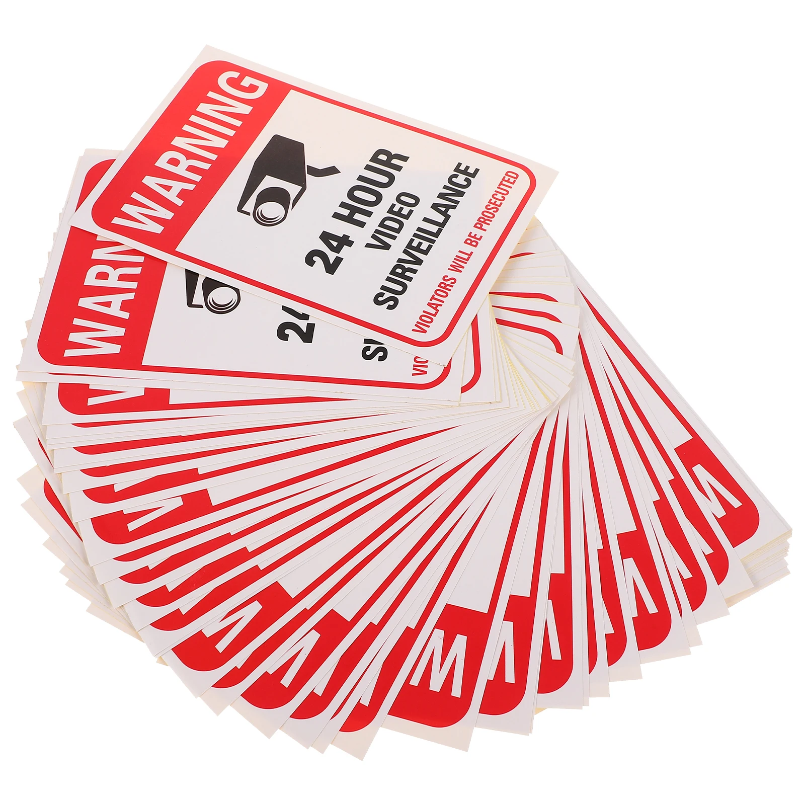 50 Sheets Stickers Warning Post Video Signs Outdoor Red Office