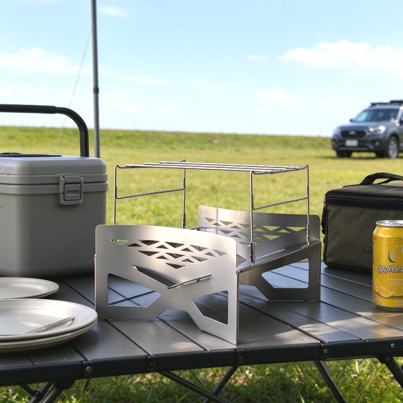 Outdoor Titanium Incinerator Portable Camping Rust Proof Barbecue Grill Heat Resistant Adjustable Durable Camp Cooking Supplies