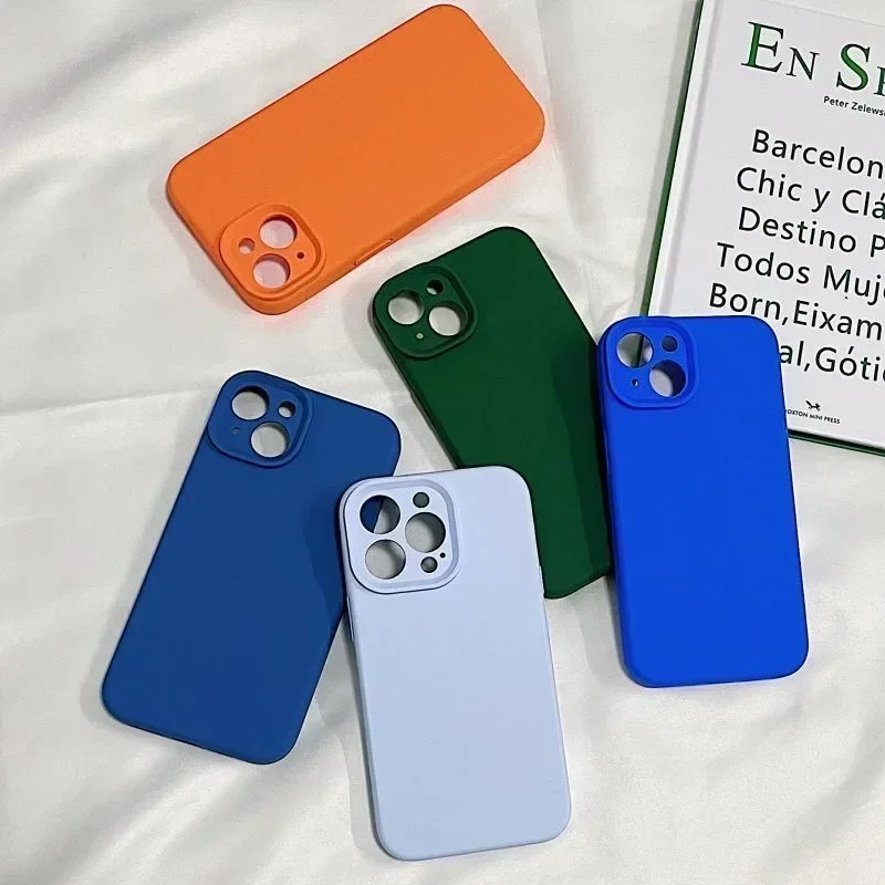 Phone Case for Iphone 14 Plus 13 12 Mini 11 Pro Max Xs X Xr 7 8 Candy Color Original Liquid Silicone Soft Protector Back Cover - náhled 4