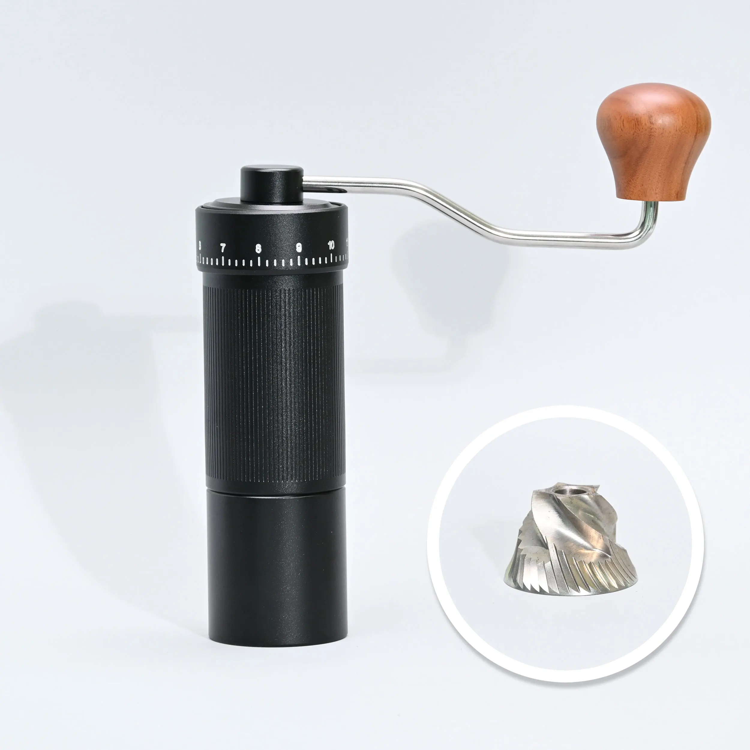 مطحنة قهوة صغيرة محمولة على شكل كرنك يدوي من الفولاذ المقاوم للصدأ، لدغ مخروطي، عملية يدوية سهلة للاستخدام المنزلي، حبوب قهوة الشاي والسفر