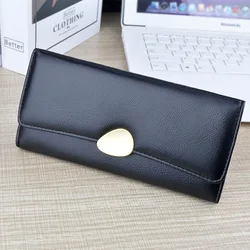 PU Leather Women Wallets Luxury Long Hasp Fold-over Pattern Coin Purses Female Brand Solid Colors New Thin Clutch Phone Bag