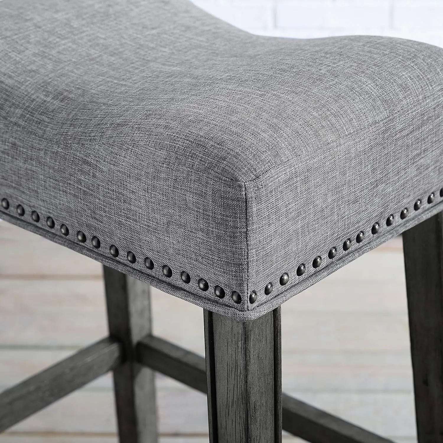 Табуреты-седла с мягкой спинкой Coco, высота 25,5 дюйма, набор из 2 шт., серый