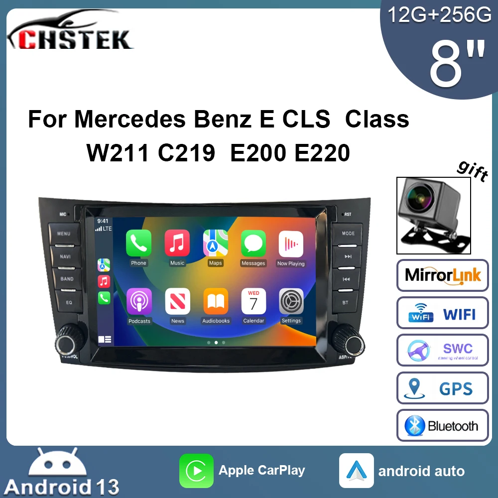 CHSTEK Car Radio 12G+256G Android 13 Carplay for Mercedes Benz CLS Class C219 E Class W211 G Class W463 Navigation Player GPS 4G