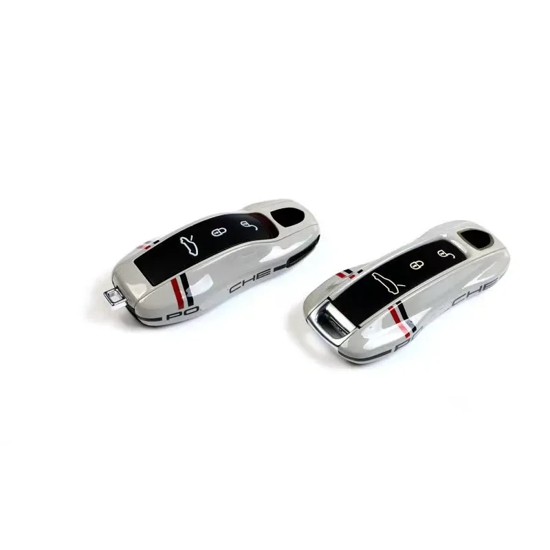 

3 PCs set porcelain Grey car key case for Porsche 718 Cayenne Panamera 911 Macan taycan Cayman Boxster key cover Shell styling