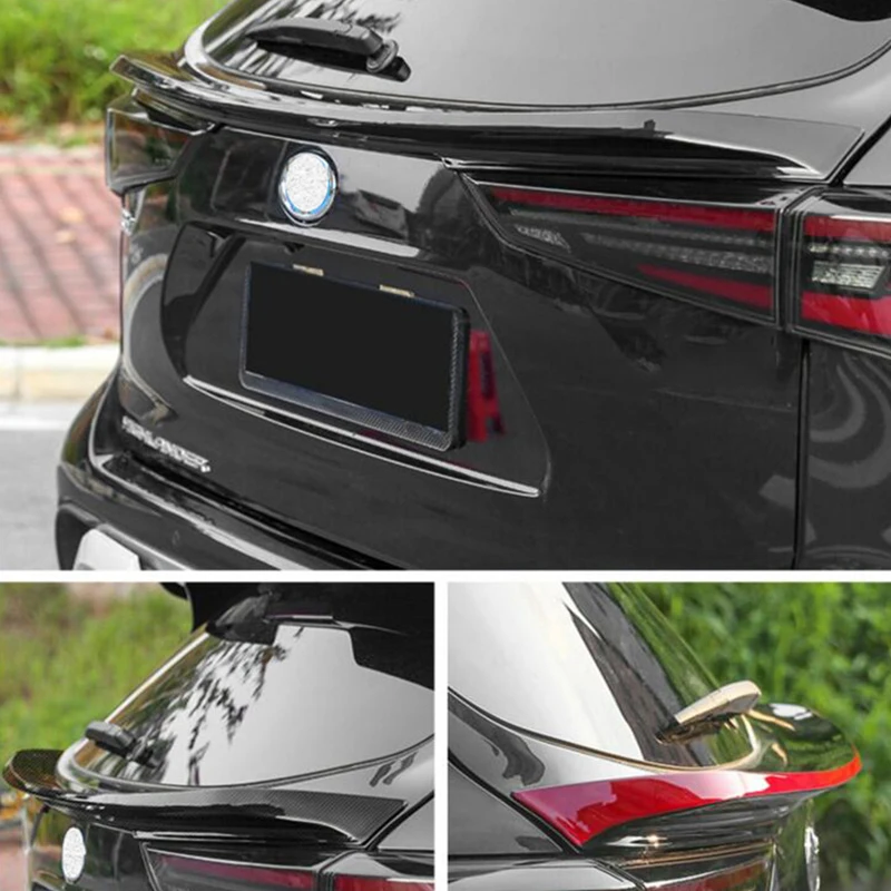 For New Toyota Highlander Rear Tail Lights Spoiler Accessory Car Trunk Black Lip Wing ABS Material Splitter Refit 2022 2023