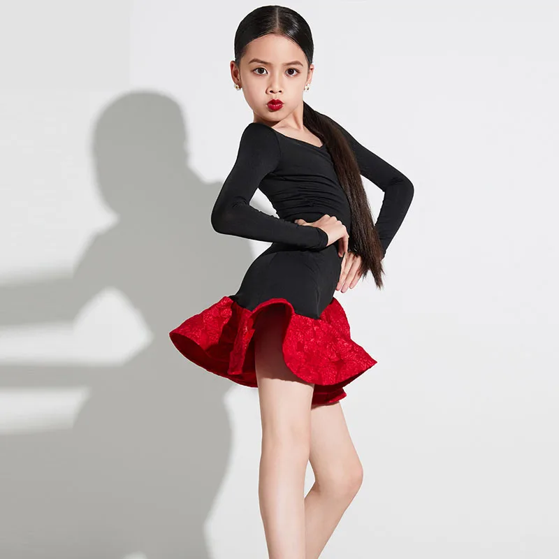 Children's Latin Dance Suit 2024 Autumn/Winter New Girls' Professional Training and Performance Suit High end Feeling Large Swin