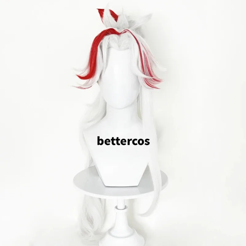 

NewYone Косплей LoL Серый Белый Красный Зажим для хвоста Термостойкий Синтетический Heartsteel Yone Аниме + Кепка для парика2025c;5,v'8.d;