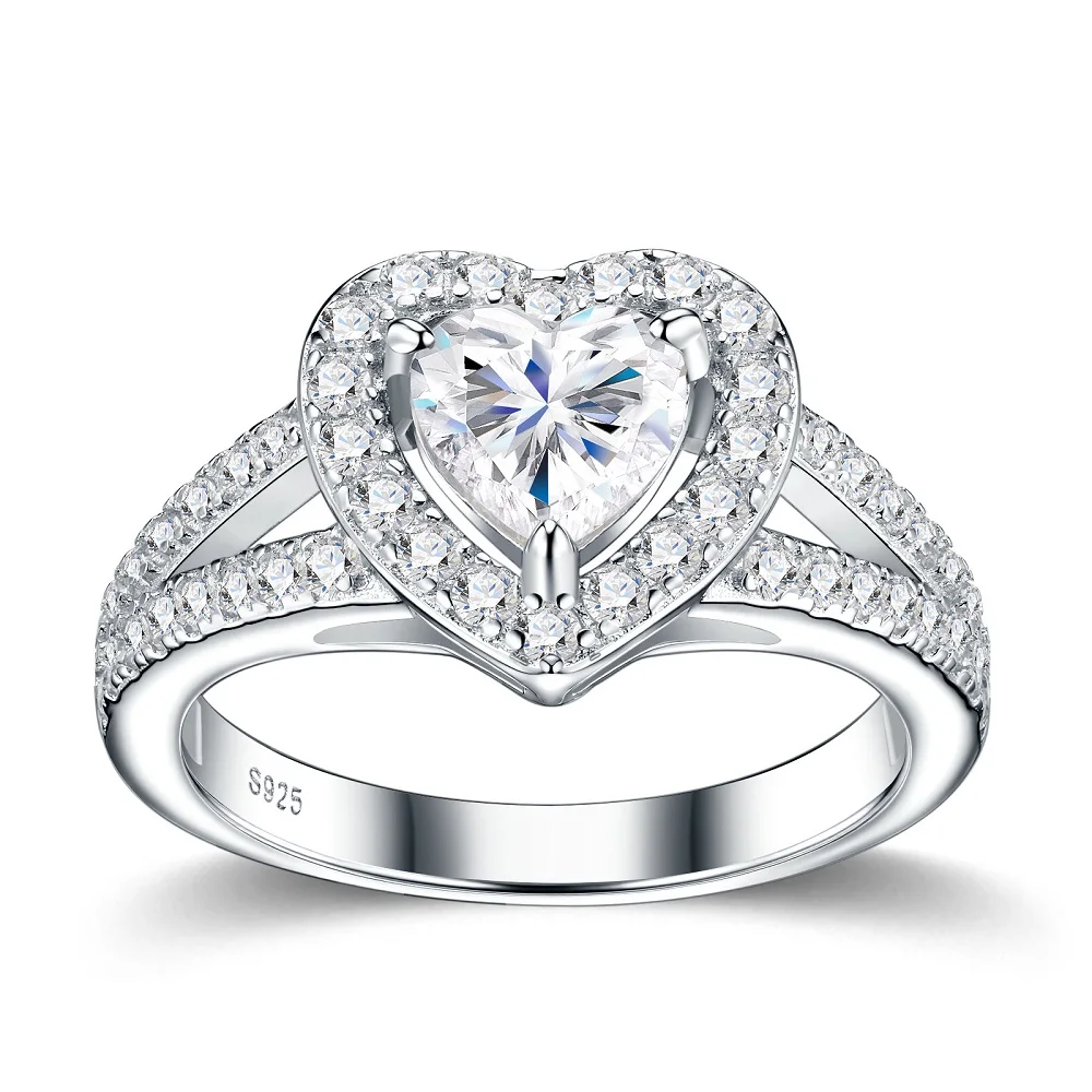 

Apaison Sparkling D Color 6.5mm Moissanite Women Ring - Bride Wedding Engagement Anniversary 925 Sterling Silver Jewelry Gift