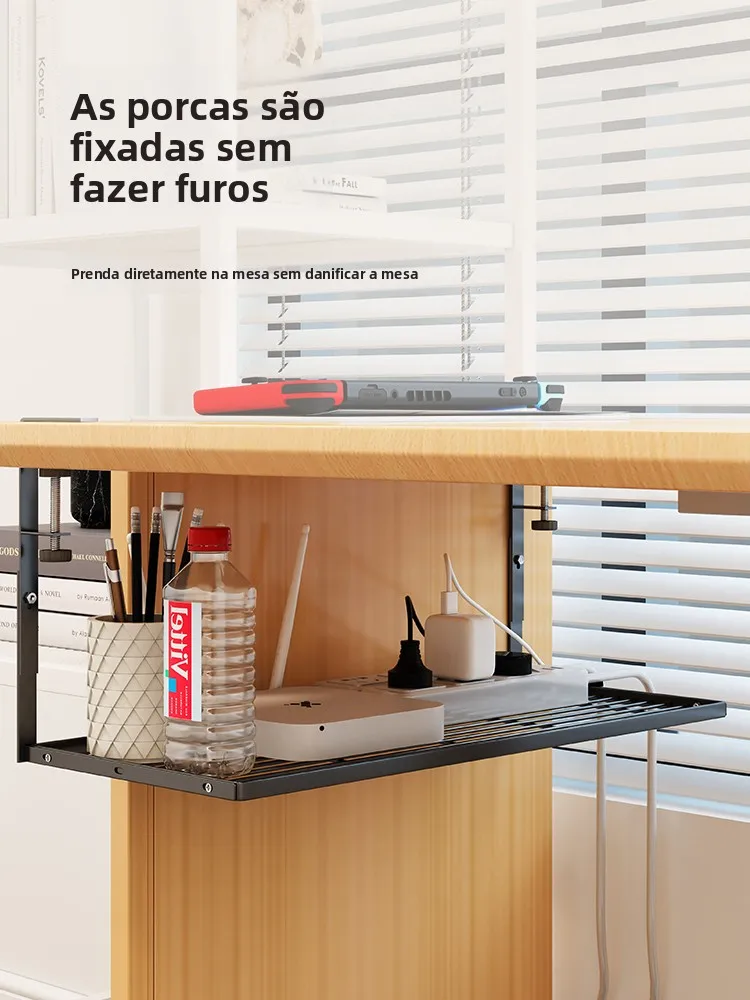 Prateleira de Armazenamento para Debaixo da Mesa, Divisória Suspensa para Escritório, Sem Necessidade de Furos, Ferramenta de...