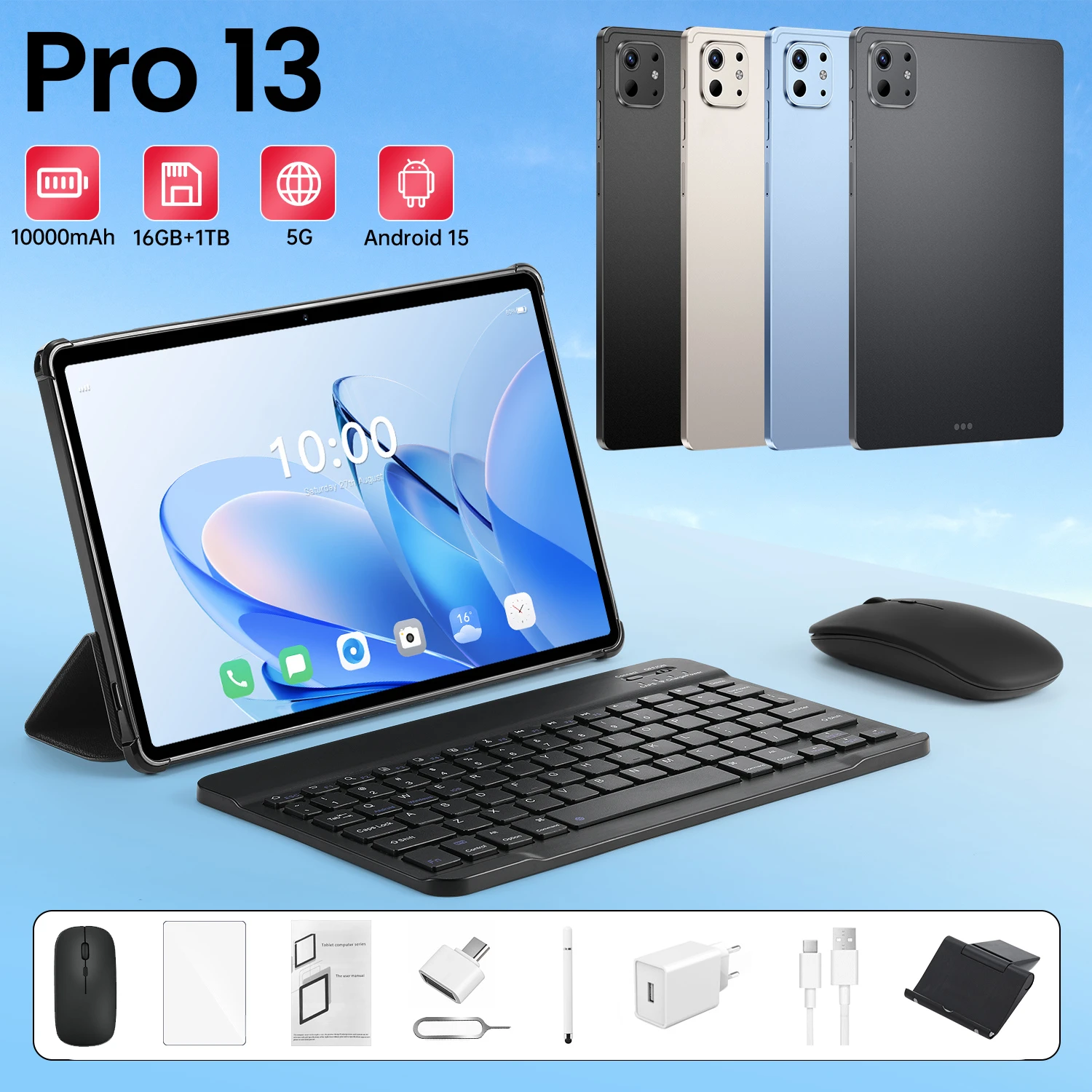 

Новый ХИТ 2026: Оригинальный планшет Pro 13 с HD-экраном 10.1 дюйма, Snapdragon 8 Gen3, 16 ГБ ОЗУ, 1 ТБ ПЗУ, 5G, аккумулятор 10000 мАч, камера 32 МП, Type-C