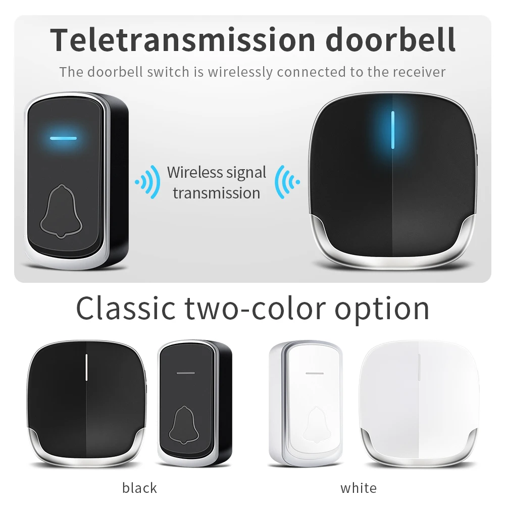 Outdoor Wireless Doorbell EU Plug 300M 23A 12V Battery Waterproof Smart Home Wall Penetrating Door Bell 37 Songs Welcome Melody