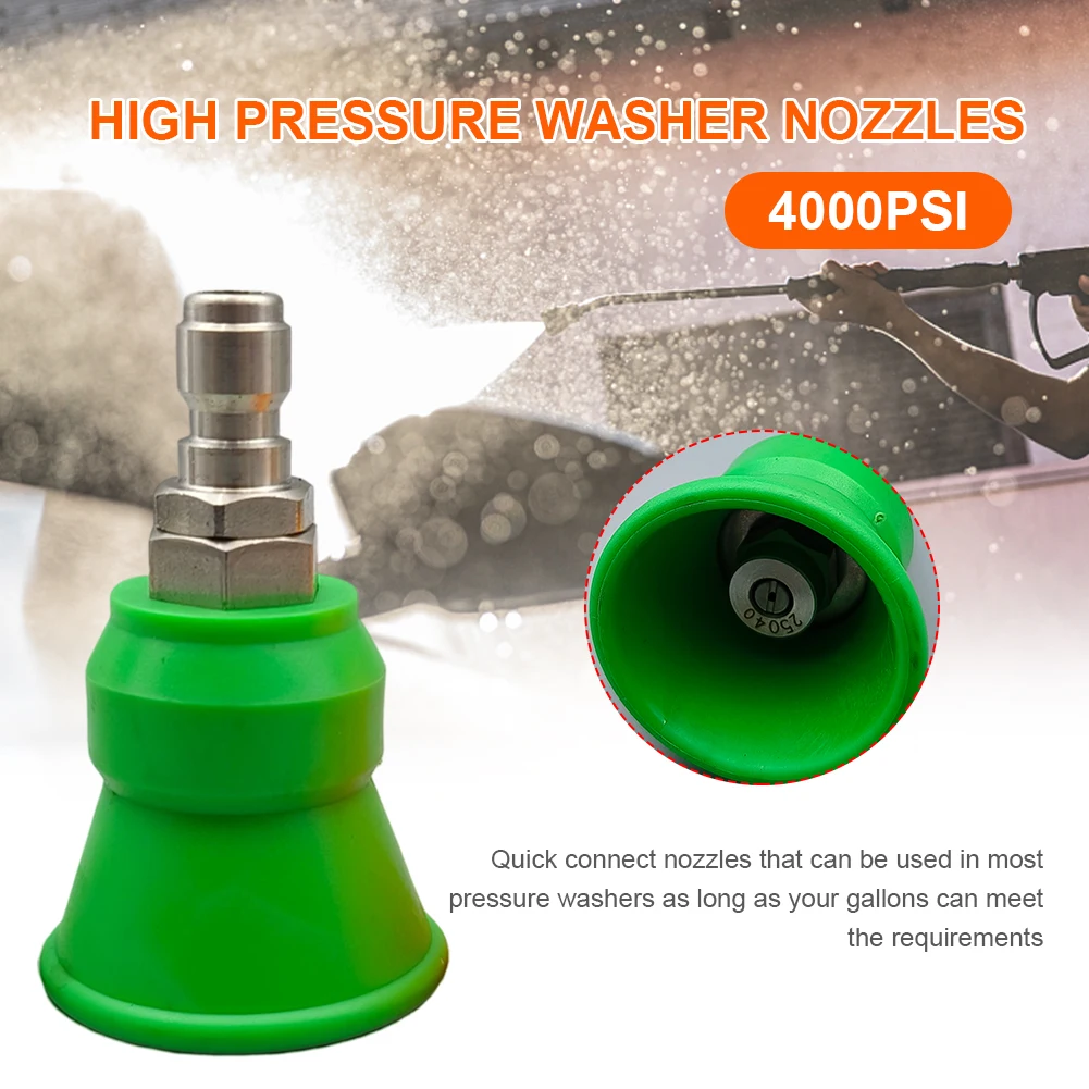 High-Pressure Sleeve Fan Nozzle Splash-proof Washer Sprayer Stainless Steel Pressure Washer Tips 1/4 Quick Plug Wash Gun Adapter