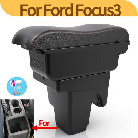 Para Ford Focus 3 Mk3 2011 - 2020 reposabrazos de coche consola central actualización caja de almacenamiento de coche piezas de automóvil modificadas USB