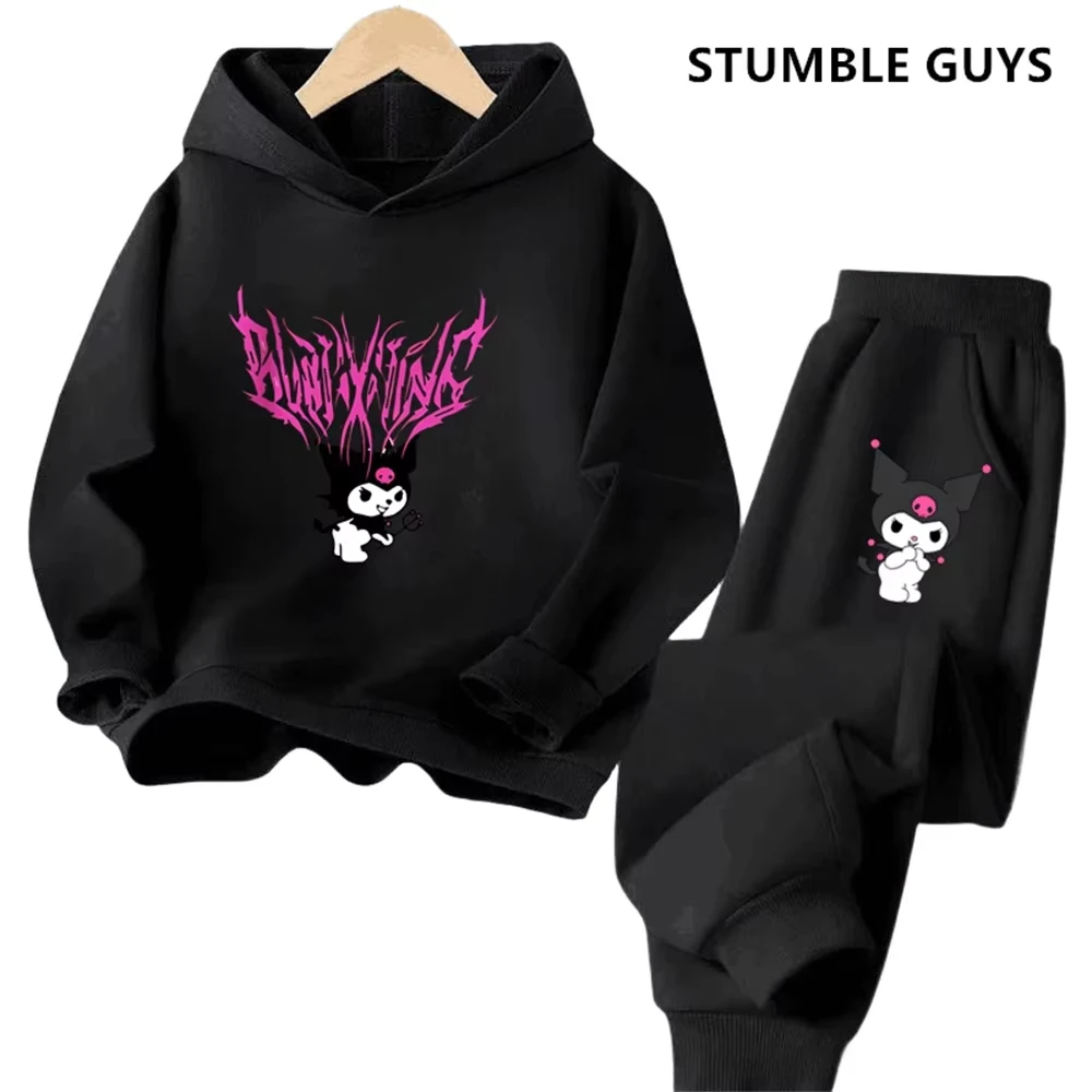 

Autumn/Winter Kawaii Kuromi Hoodies Sets Outfit Female Hello Kitty Clothes Girls Clothing Tops Pants Suits Men Women Ports Suits