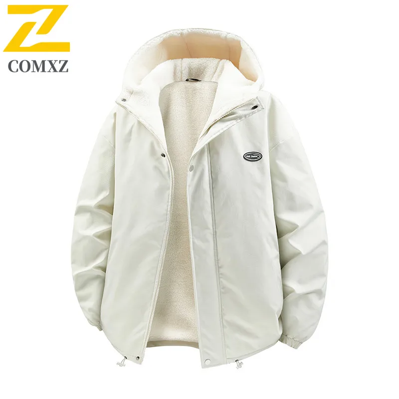 زوجين سترة قطن 2025 نمط جديد صوف الضأن سميكة الباردة برهان الدافئة معطف مقنع في الهواء الطلق ملابس شتوية غير رسمية معطف ريشة القطن #5