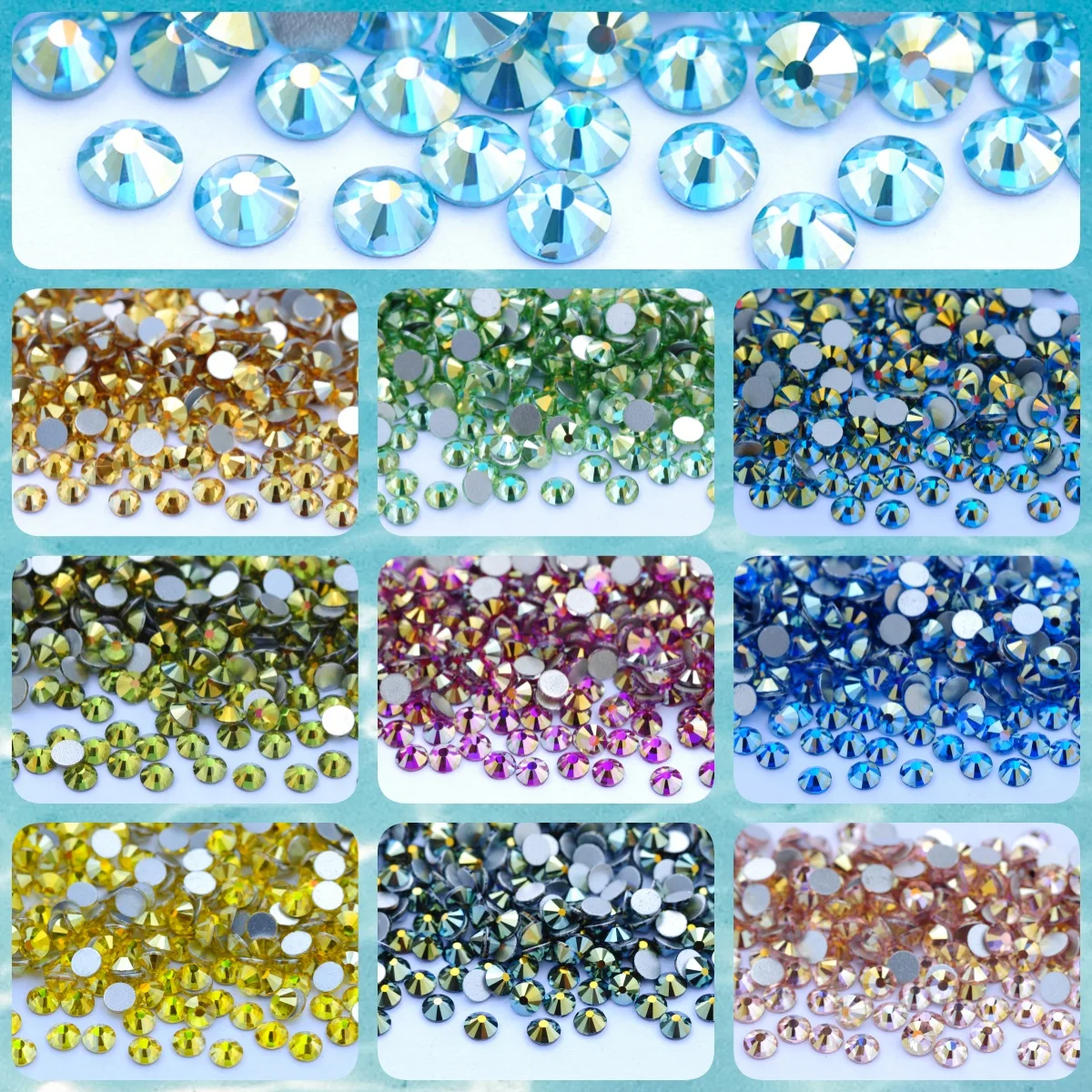 YANRUO 2058 Color AB Rhinestones Cold Fixation Non HotFix Crystal Glass Rhinestone Fabric Apparel Stones For Dresses Clothes