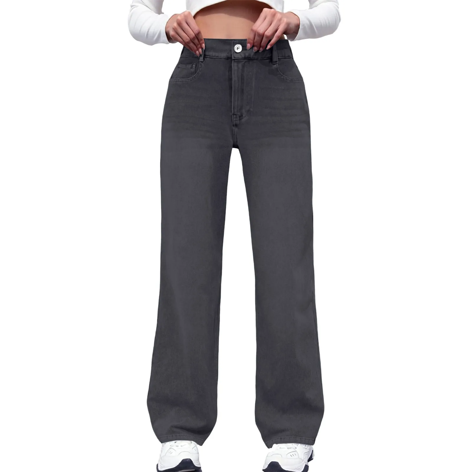 Nouveau Y2K lavé bleu droit coupe ample taille haute trou pantalon pantalon femme jean mode personnalité pour faire vieux Denim