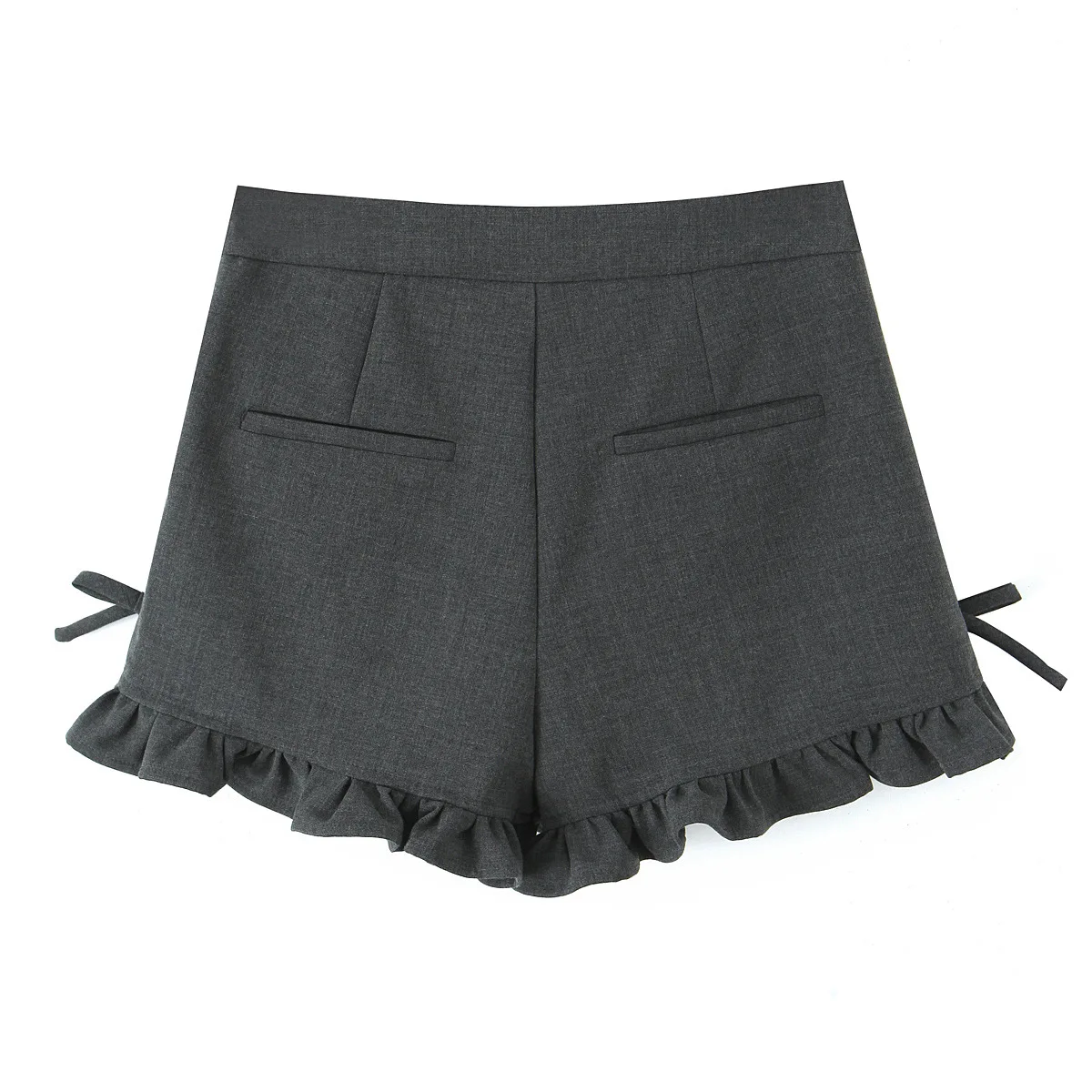 Roupas femininas 2025 verão novo estilo europeu e americano design de moda cinza arco shorts de renda