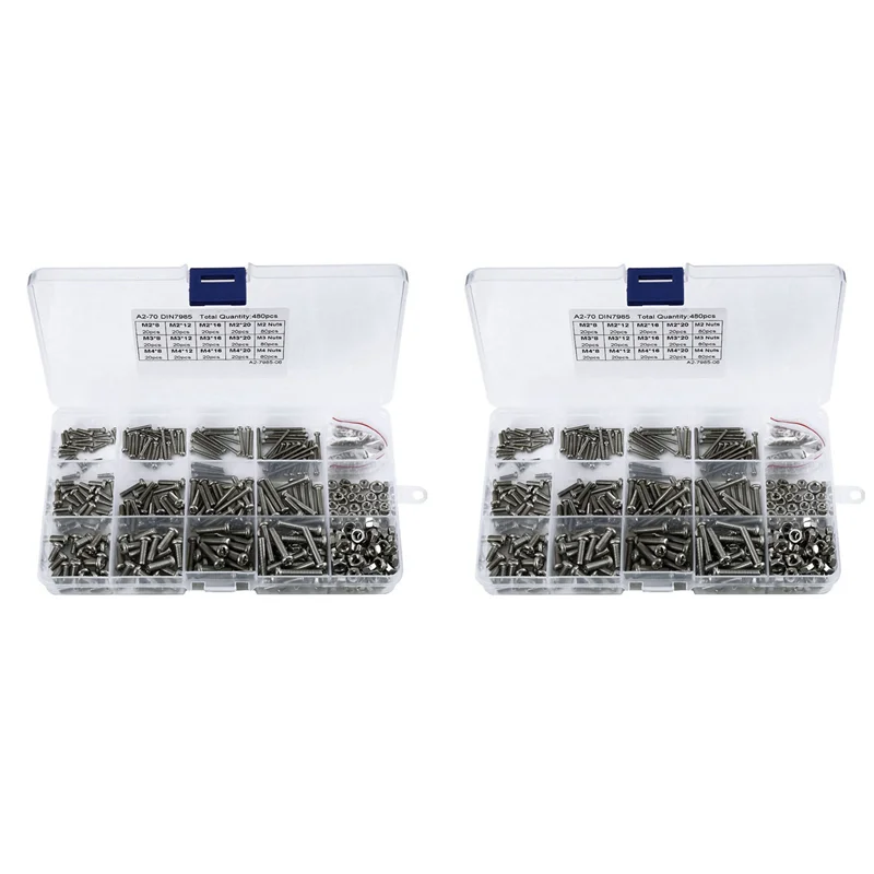 

FAST-960Pcs/Set M2 M2.5 M3 Din7985 Gb818 Steel Cross Recessed Pan Head Screws Phillips Screws Assortment Kit Hw028