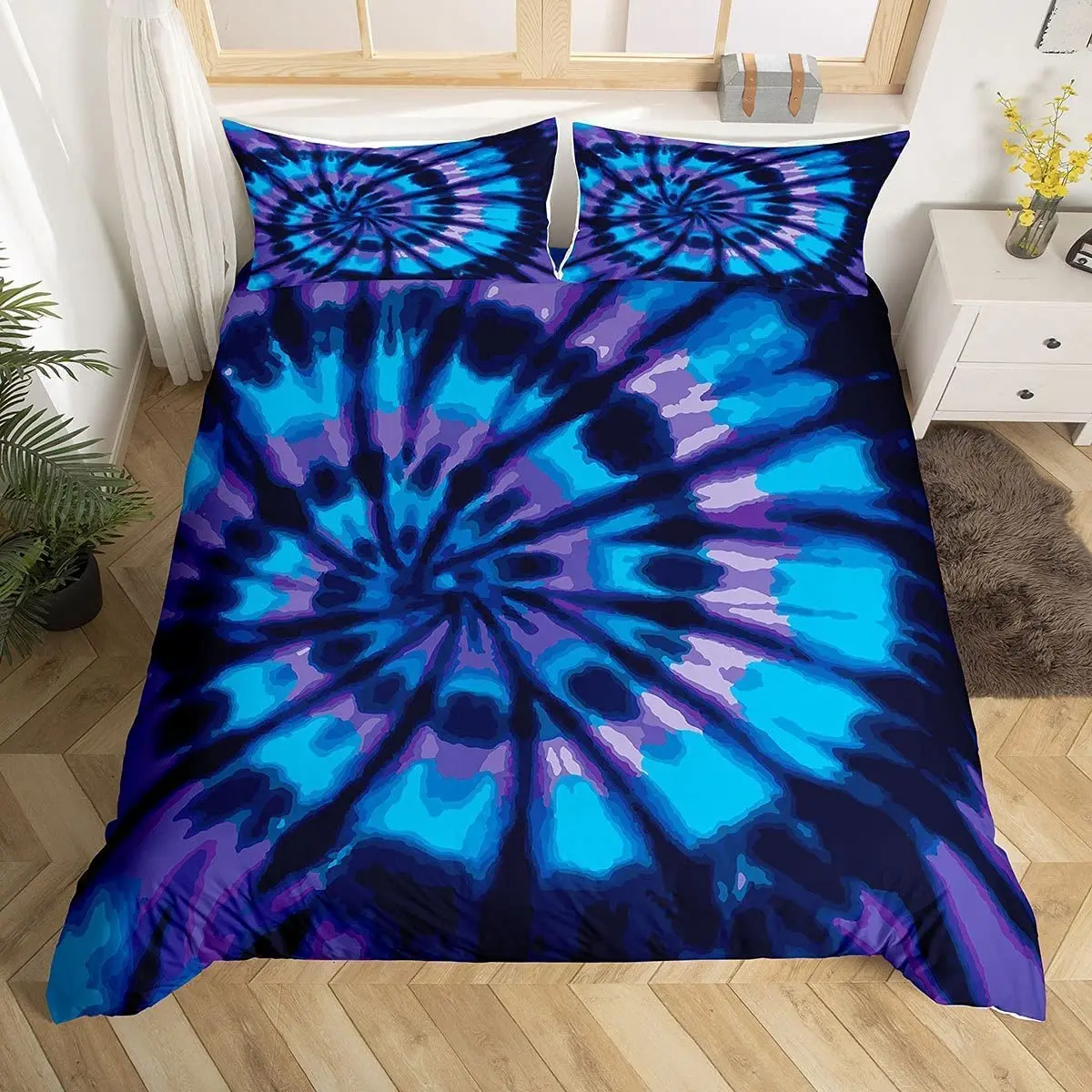 

Пододеяльник Tie Dye, спиральное постельное белье в этническом стиле, пододеяльник в стиле бохо, постельное белье в богемном стиле с кружевным узором, украшение для спальни для женщин