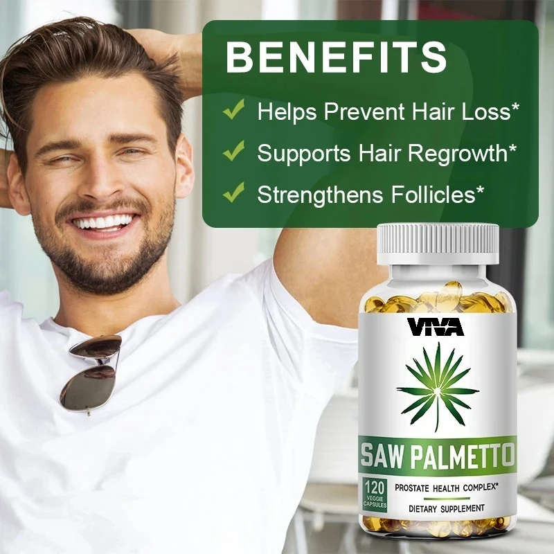 Saw Palmetto, Men's Prostate Supplement That Promotes Hair Growth, Urinary Tract Health, and Reduces Urinary Frequency