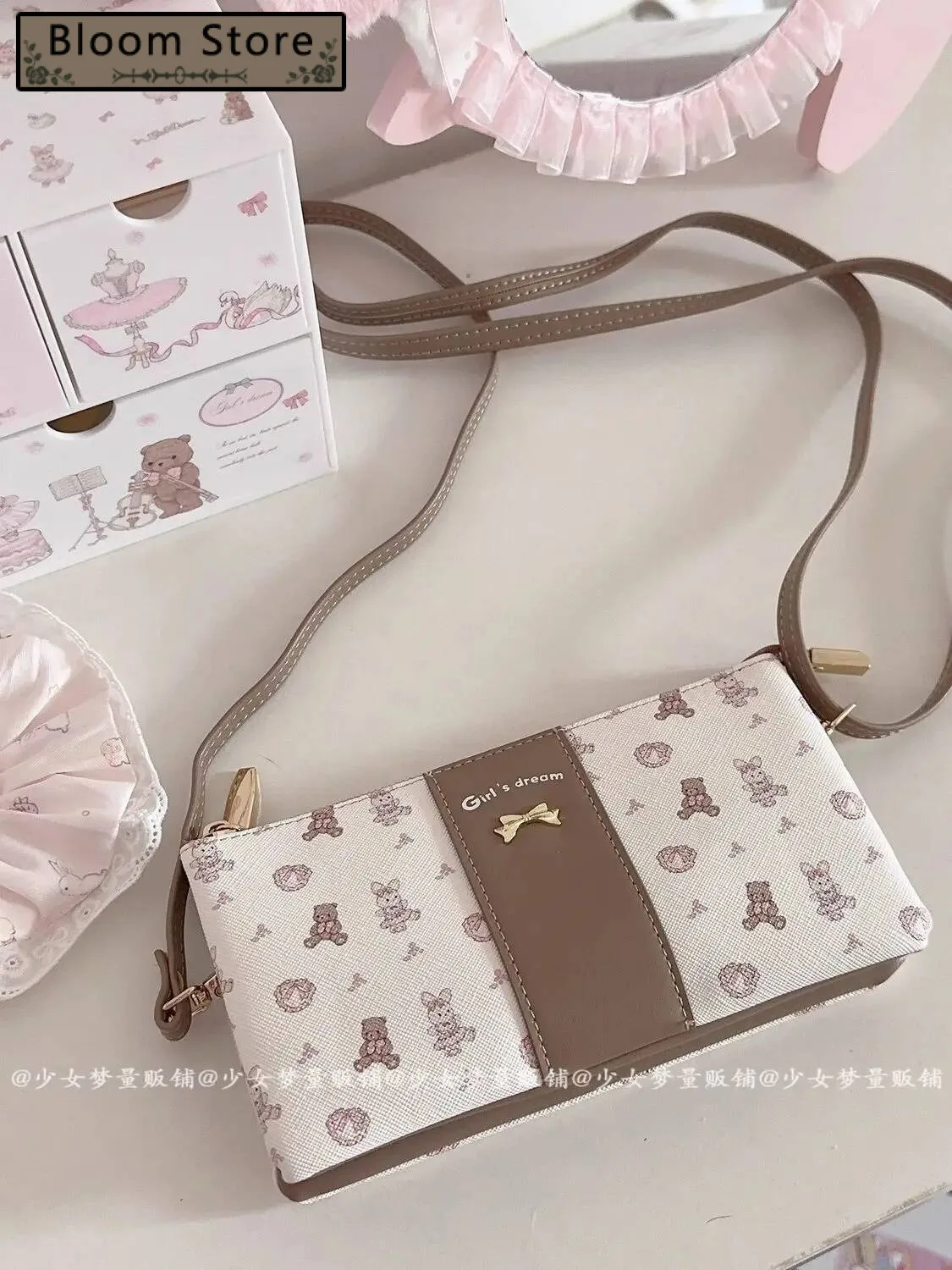 

Bloom Rabbit Print Purse For Women Sweet Kawaii Handbag Wallet Card Bag Hot Girls Casual Crossbody Bags Y2k